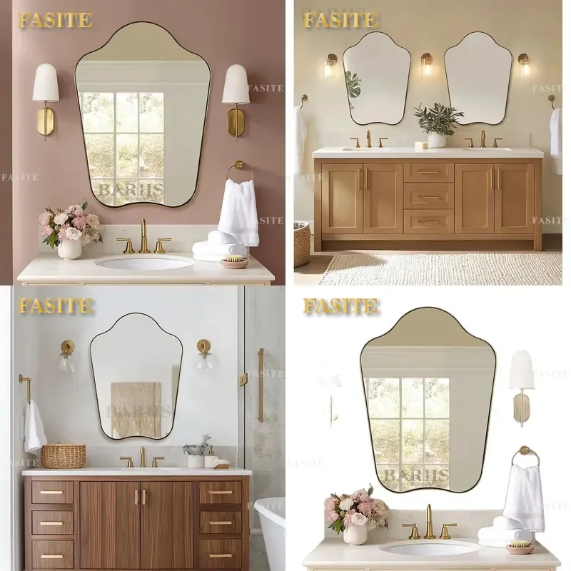For Nordic Gold Decorative Wall Hanging Mirror Bathroom Toilet Vanity Home Decor Amazon Hot Sale Modern Round Wall Mounted