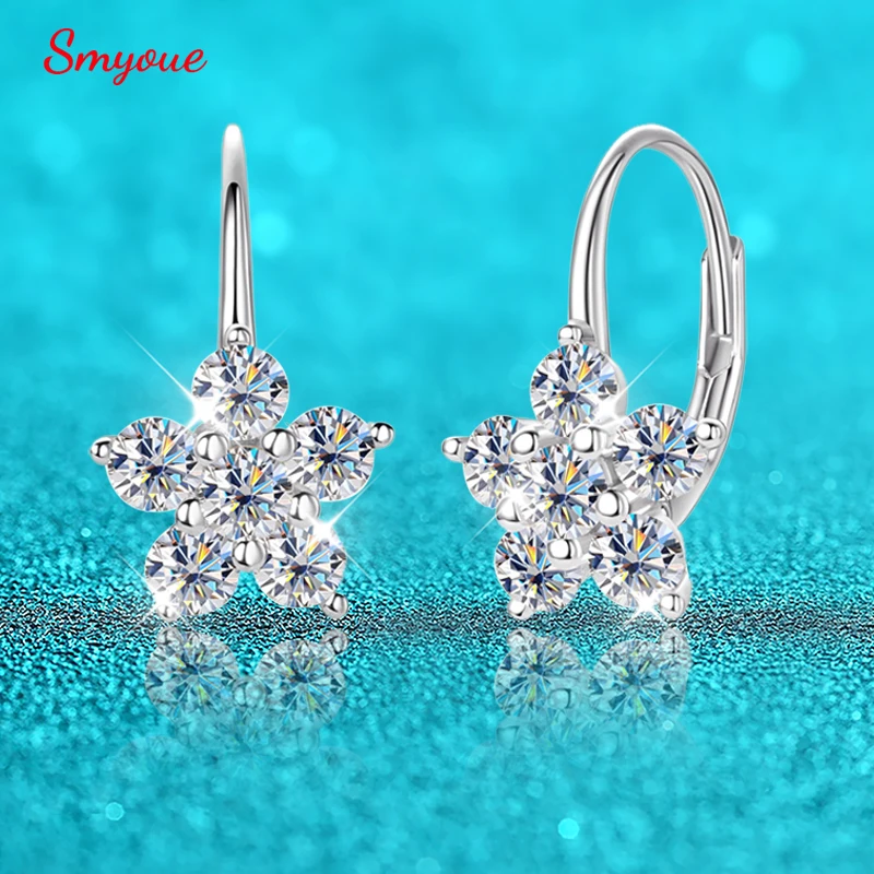 

Smyoue 1.2CTTW 3mm D Color Real Moissanite Drop Earrings for Women Sparkling Lad Diamond Luxury Jewelry 925 Sterling Silver GRA