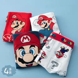 4pcs Anime Super Marios Bros Boy Boxer Underpants Cotton U Pouch Bulge Underwear Cartoon Shorts Kids Breathable Boxer Pants Gift