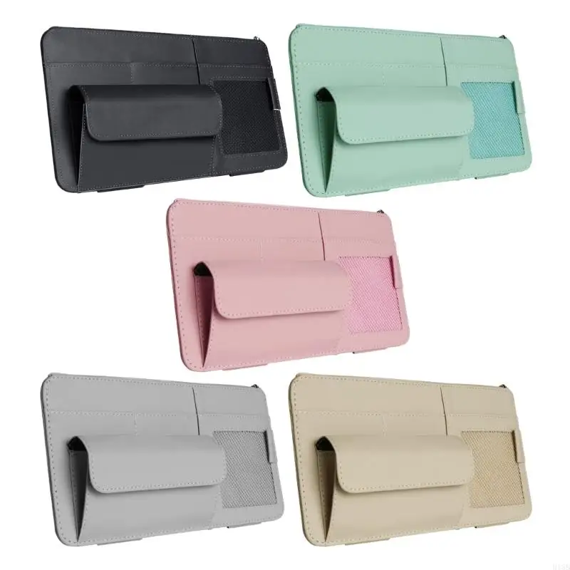 

2025 New Leather Vehicle Sunvisor Accessory Storage Bag Card Pocket Sunglass Clip 2 Liter