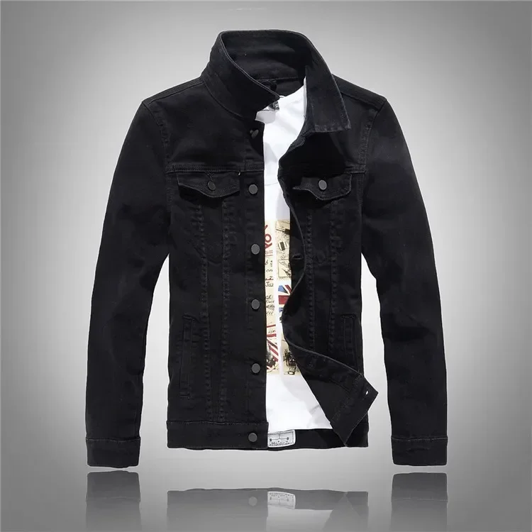 

M-4XL Autumn Korean denim jacket trendy men's slim-fitting long-sleeved denim jacket men's washed denim