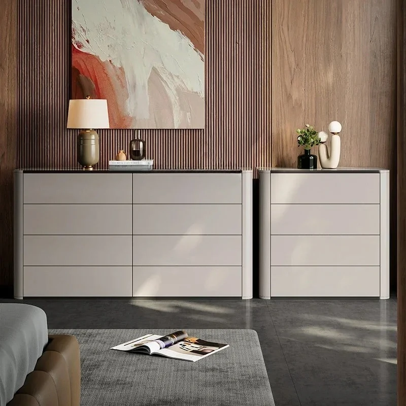 

cqyItalian minimalist living room modern porch side cabinet bedroom light luxury solid wood storage drawer cabinet