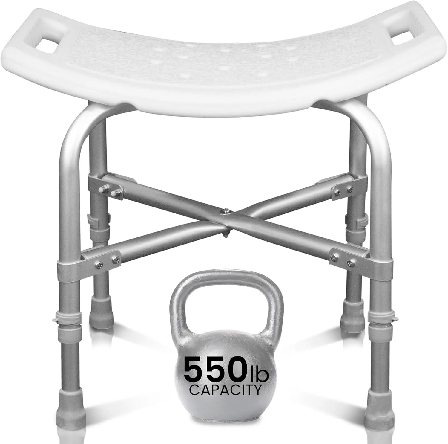 

Heavy Duty Shower Chair - Bariatric Bath Stool for Elderly & Disabled Adults, Non-Slip, Adjustable Height, Supports 550 lbs