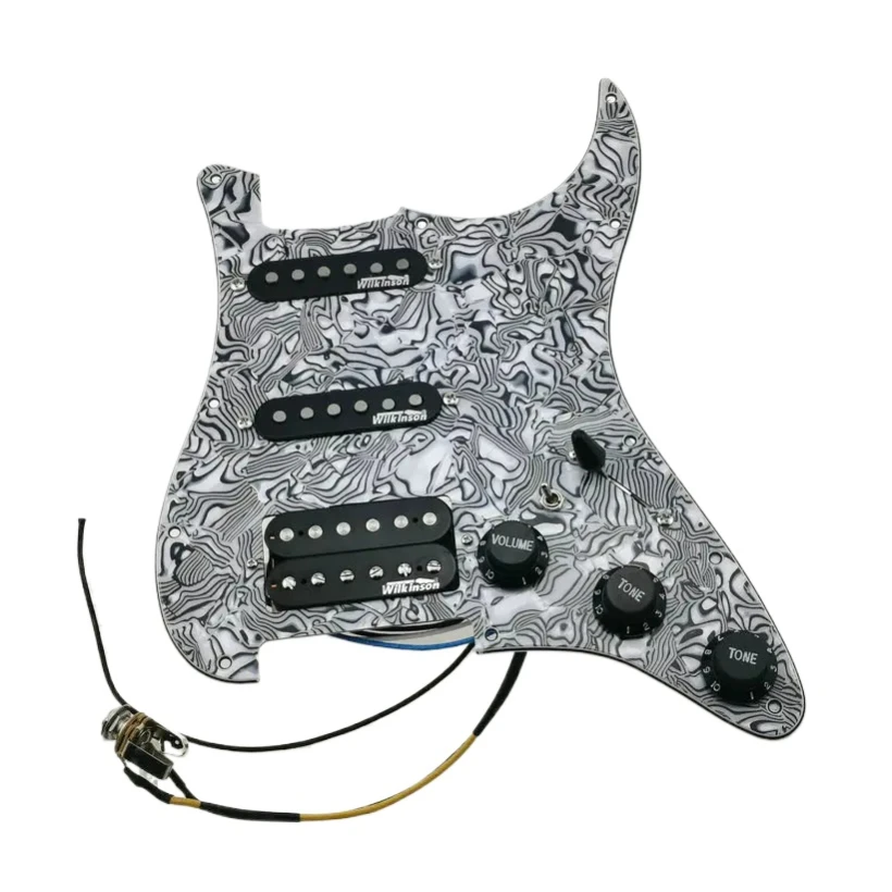 

Upgrade Prewired SSH ST Pickguard Multifunction Set Loaded Black Wilkinson Alnico5 Pickup 7 Way Switch Professional Guitar Parts