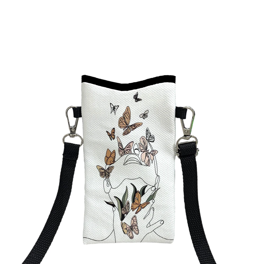 

Сумка через плечо с гобеленом и принтом бабочки. Высококачественная сумка для телефона с регулируемым ремешком, женский кошелек для хранения в повседневном стиле8.1.