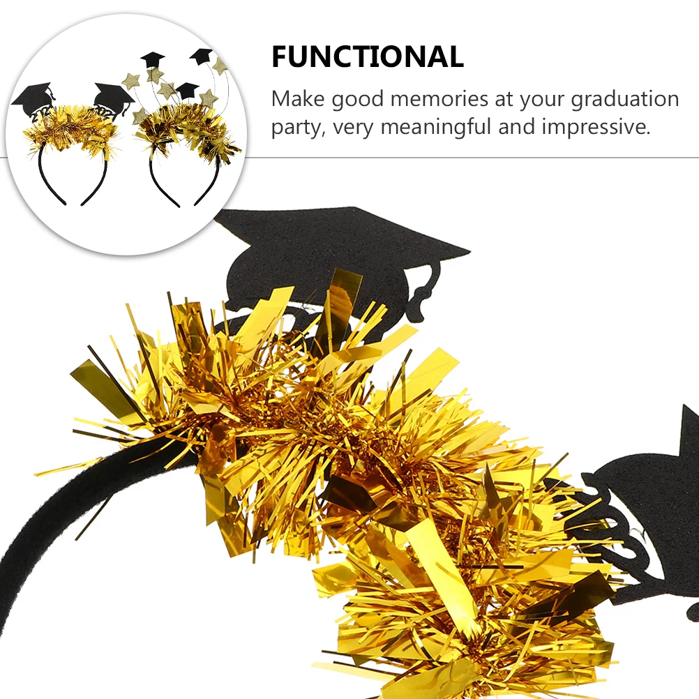 

2Pcs Graduation Headb Plastic NonWoven Mini Cap Creative Stylish Hair Accessories Joyful Atmosphere Meaningful Memories