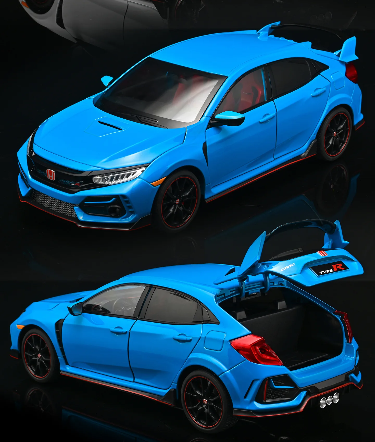 Large Size 1:18 HONDA CIVIC TYPE-R FK8 Hatchback Alloy Sports Car Model Diecasts Metal Track Racing Car Vehicles Model Kids Gift