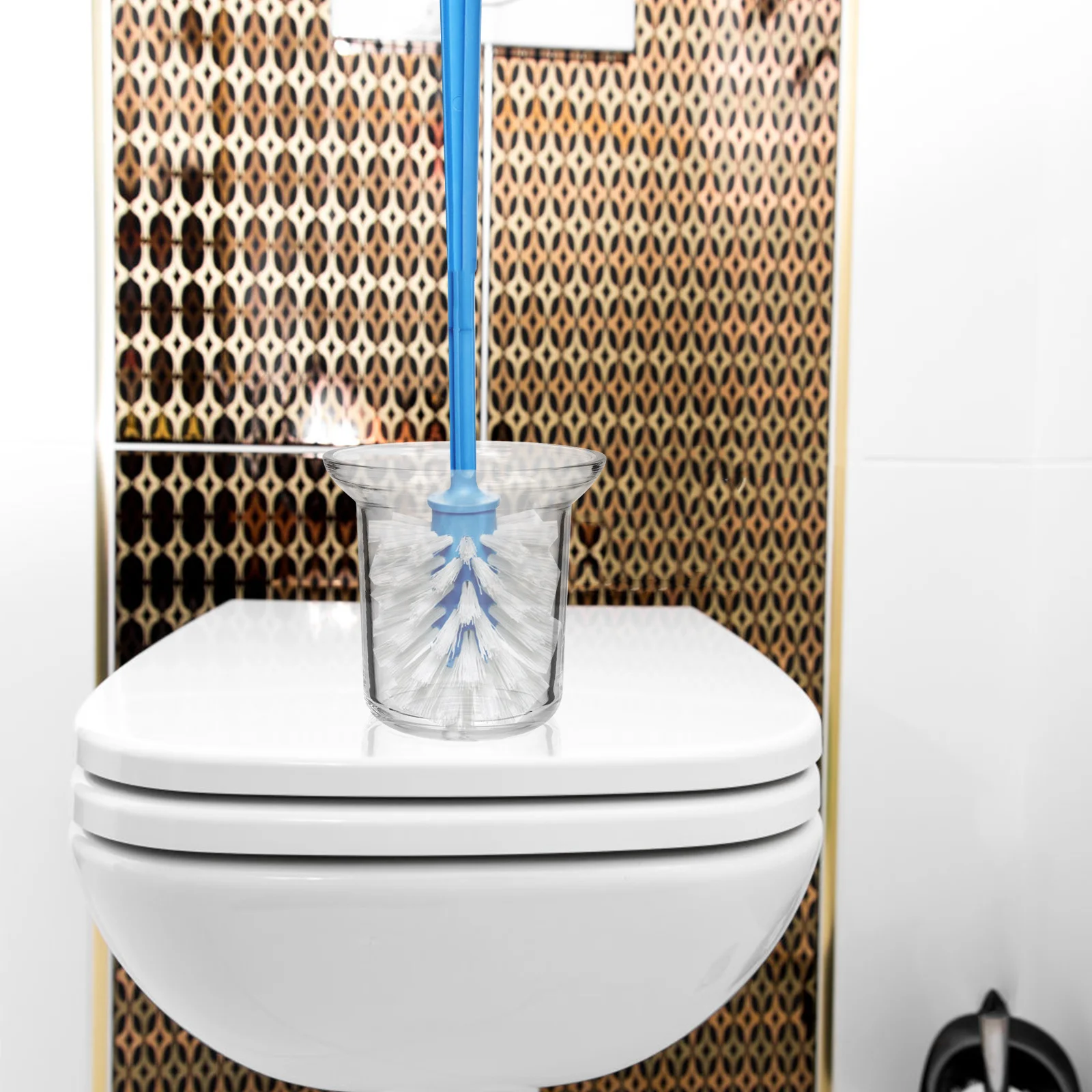 فرشاة المرحاض الاحترافية كوب زجاجي حامل شفاف قوي ملحقات تنظيف الحمام حاوية فرشاة المرحاض المنزلية شفافة #5