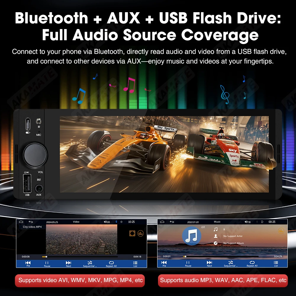 6.5 بوصة راديو السيارة السلكية Carplay أندرويد السيارات ميرورلينك AUX EQ بلوتوث IPS HD USB نوع-C شحن مشغل وسائط متعددة 1Din #4