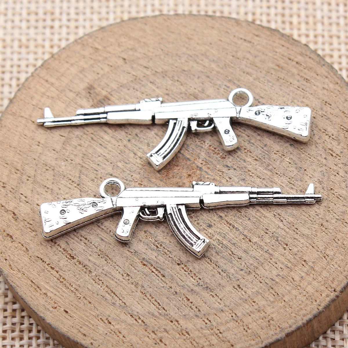 20pcs 44x15mm(1.73x0.59inch) Antique Silver Color Gun Charms Vintage Jewelry Making
