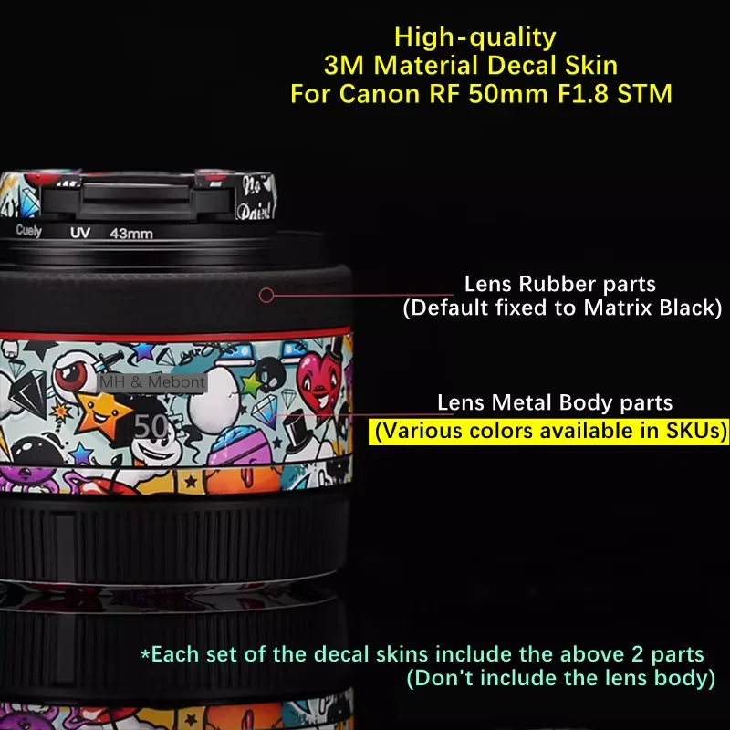 For Canon RF 50mm F1.8 STM Decal Skin Camera Lens Sticker Vinyl Wrap Anti-Scratch Film Protector Coat RF50 RF50mm 50 1.8 F/1.8