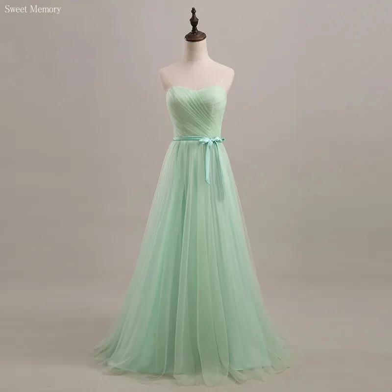 Reject Return Custom Made Mint Green Purple Lilac Bridesmaid Dresses Strapless Pleat Mesh Tulle Wedding Party Dress Prom Gown