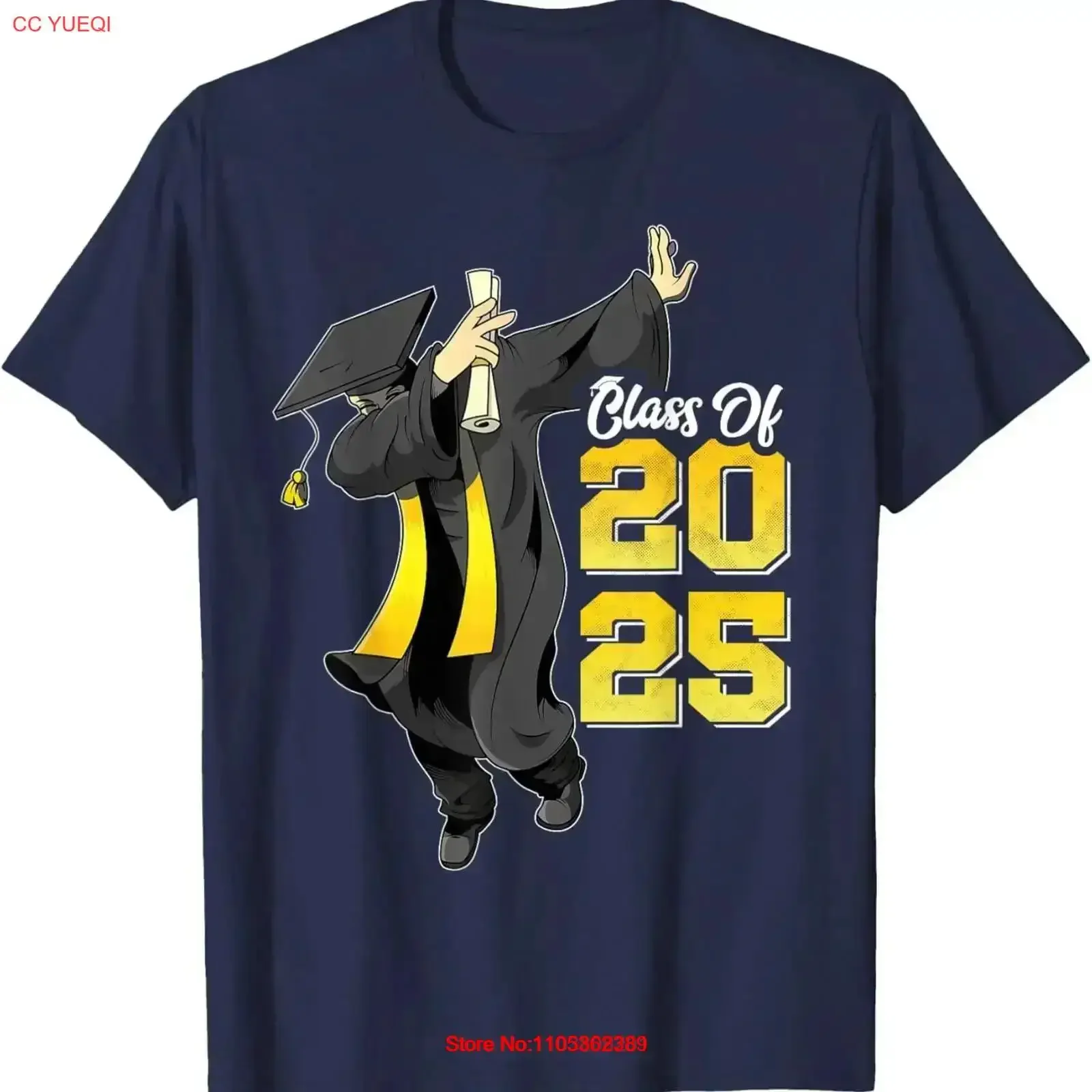 Dabbing Graduation Class Of 2025 Herren-T-Shirt, lustiges Vintage-T-Shirt, gewaschen, vielseitig, weich, leicht lässig, Streetwear, Herren-Vintage
