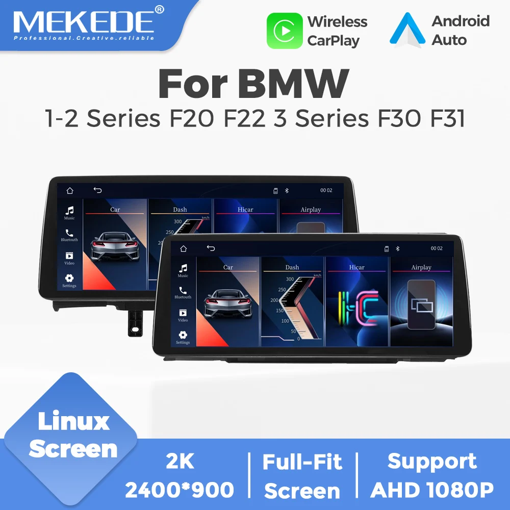 MEKEDE Stock UE Écran HD 2400*900 Lecteur Multimédia Automobile Linux GPS 10.25/12.3 Pouces pour BMW Séries 1 2 3 4 F20 F21 F22 F23 F30 F31 F32 F33 F34 F36 CarPlay Sans Fil Android Auto Autoradio Navigation BT Wifi Fonction Mirror Link FM SWC Plug and Play