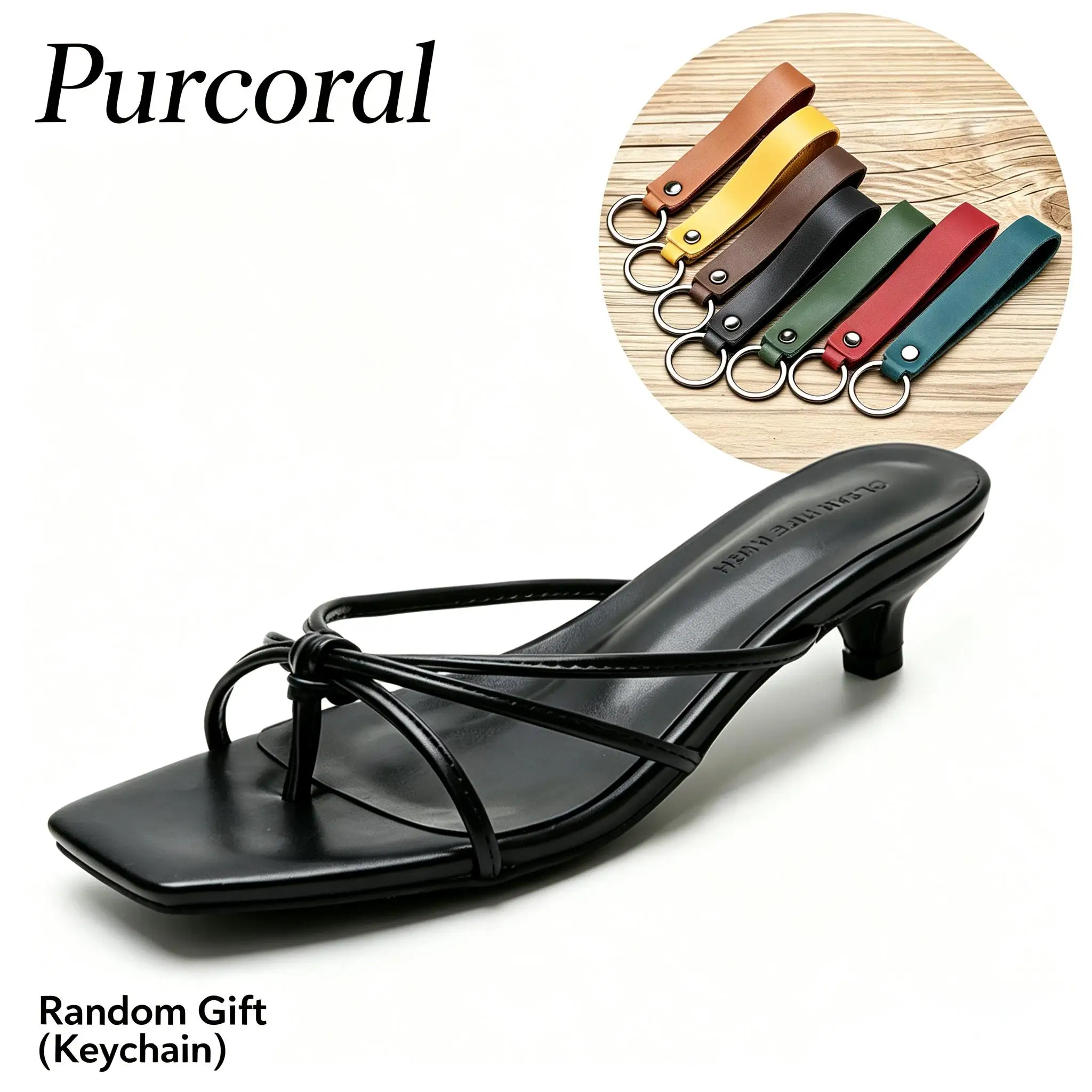 

Purcoral 2026 New Women's Slim High-Heeled Square Toe Lace Up Flip Flops Low Heel High-Heeled Sandals