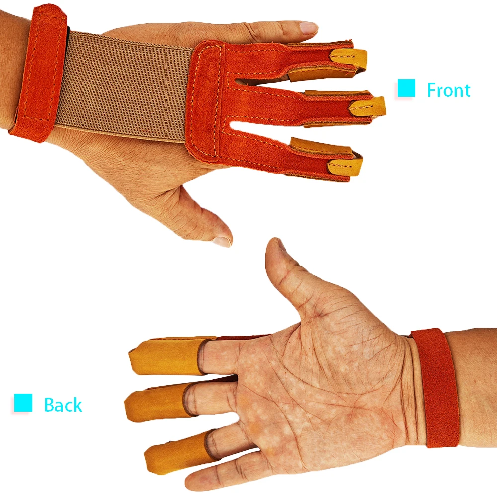 1pc Premium 3-Finger Archery Finger Tab High Quality Cowhide Leather Glove for Enhanced Grip and Protection Archery Finger Guard