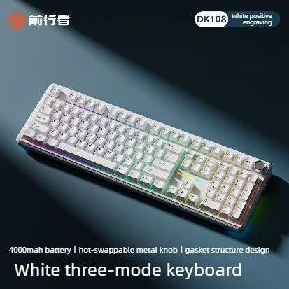 EWEADN DK108 Wireless Mechanical Keyboard Tri-Mode RGB Backlit Hot-Swappable Switches Ergonomics Gaming Keyboard for for Mac/Win