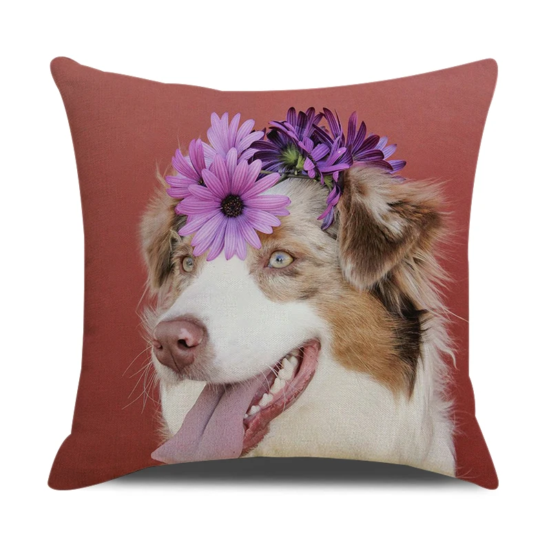 Cute Dogs Pillow Covers 45x45cm Bulldog Collie Golden Retriever Printed Throw Pillowcase Farmhouse Home Decorative Cushion Cover