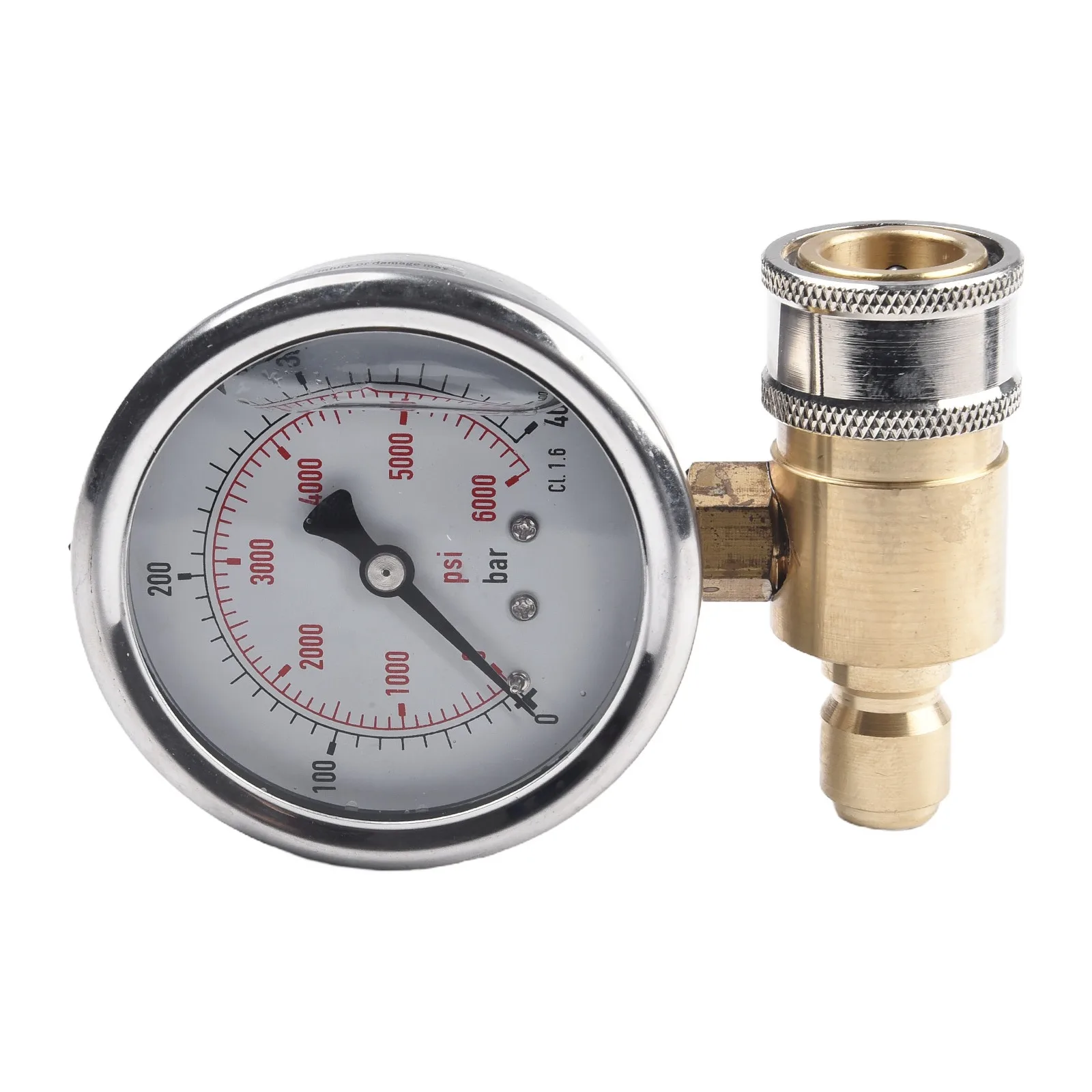 3/8 Inch Quick Connect Pressure Gauge Shockproof Design for High Temperature Resistance Measures Up to 5000 PSI