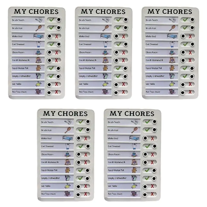 أحدث 5X My Chores Checklist Memo لوحة بلاستيكية، قائمة مراجعة مذكرة إبداعية قابلة للفصل وإعادة الاستخدام لعناصر التحقق والنموذج #1