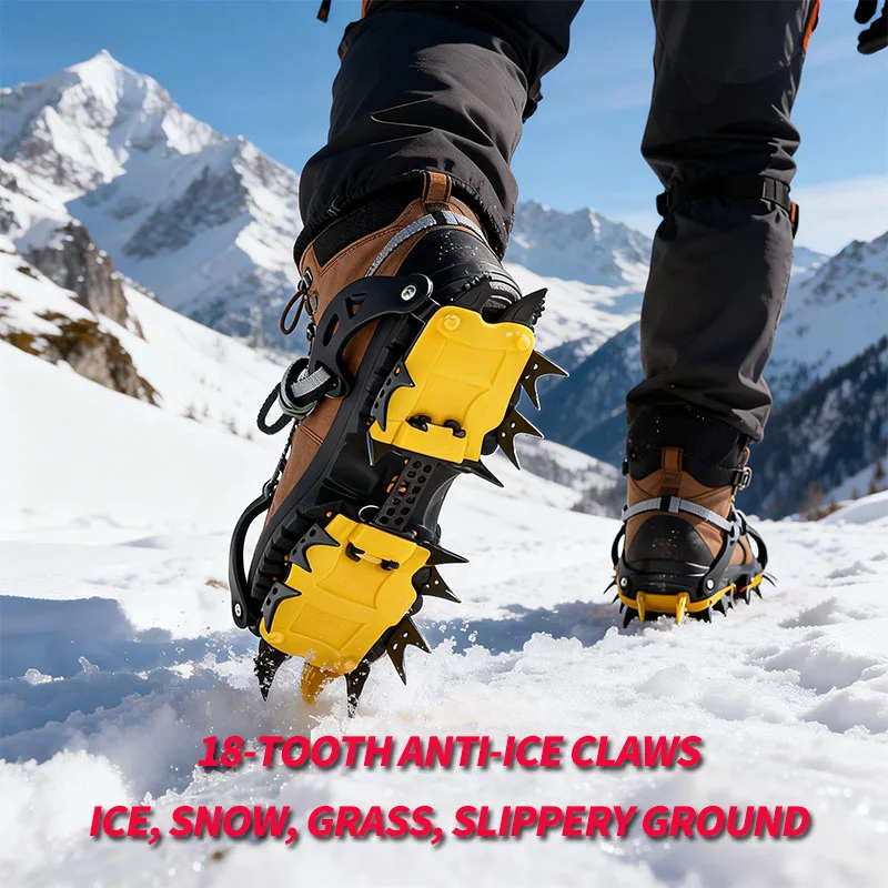 18-tooth Gripper Snow Tiger Tooth Style Outdoor Ice Rock Climbing Anti-Slip Shoe Covers Crampons