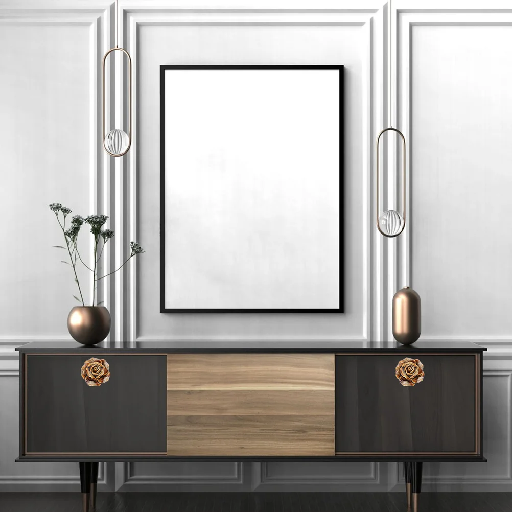 

4Pcs Vintage Ceramic Zinc Alloy Cabinet Knobs Drawer Pulls Exquisite Flower Shape Handles for Furniture Restoration