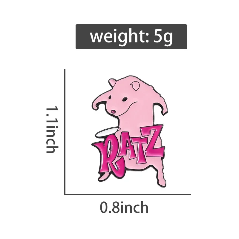Cartoon Pink Mouse Ratz Enamel Pin Kawaii Funny I'm Strong Rat Brooch Lapel Badge Decoration Jewelry Gift for Friends Wholesale