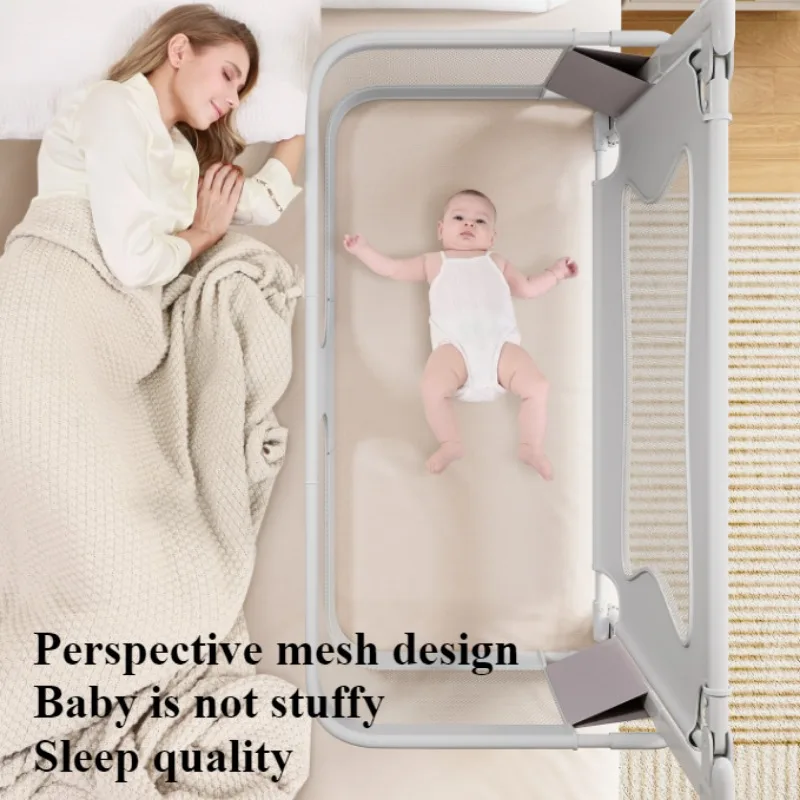 Baby Bedside Sleeper Foldable Bed Side Baby Bassinet Portable Crib Breathable and Visible Mesh Window Soft Washable Liner Cover