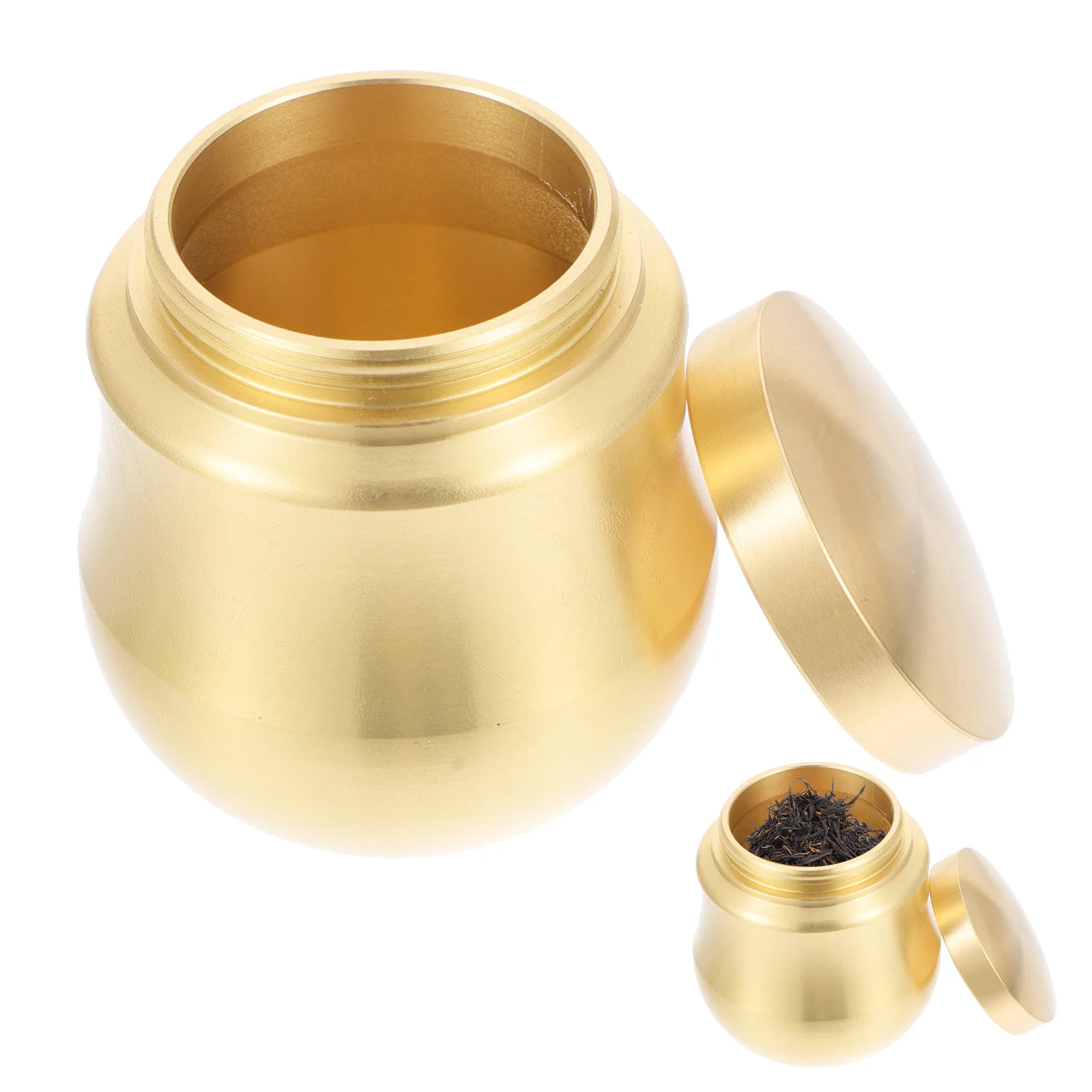 

Brass Powder Storage Jar Small Sealed Tea Canister Unique Holder for Cream Incense Aroma Powder Tea Leaves Storage