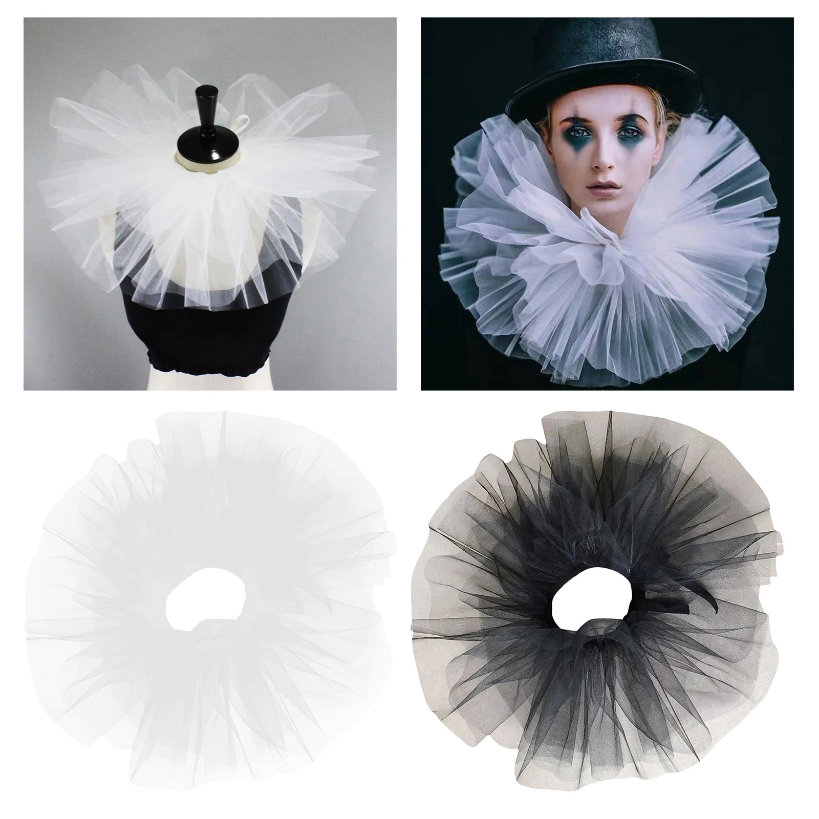 Neck Tulle Ruffle Collar Elizabethan Cosplay Mesh Faux Collar Clown Choker Gift