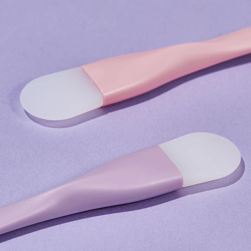 Cepillo de máscara de silicona de doble cabezal con mango de plástico, herramienta de belleza de ajuste de película DIY, aplicador de cuidado de la piel de limpieza Facial, 1 ud.