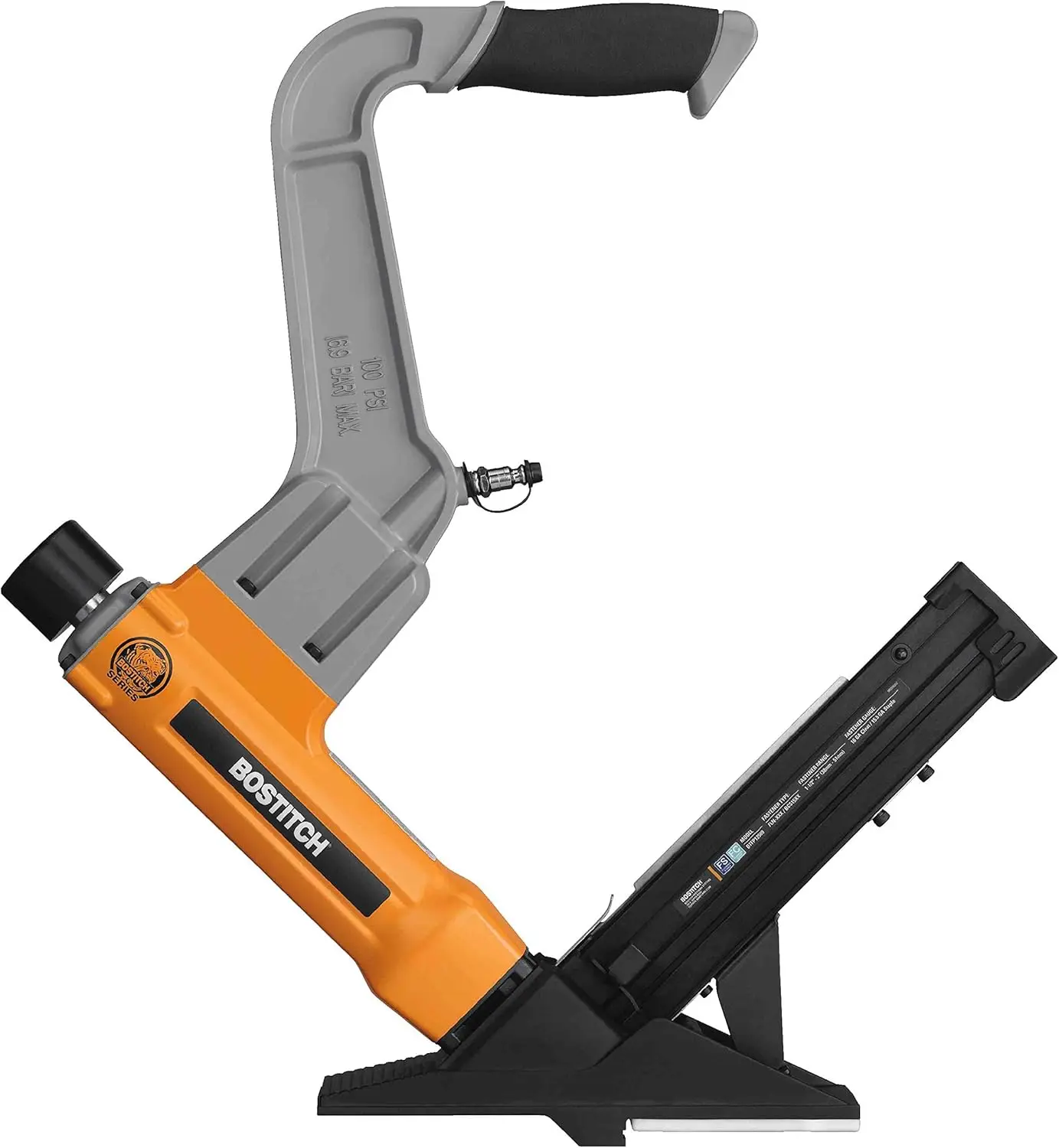 

Flooring Nailer 2-in-1 Ergonomically designed long handle with comfortable rubber grip Mallet-actuated pneumatic driving action