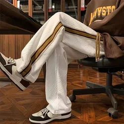 Sweatpants for Men Stripe Trousers Straight Male Sweat Pants Wide Leg Baggy Vintage Tracksuit Bottoms Stylish Harajuku Fashion