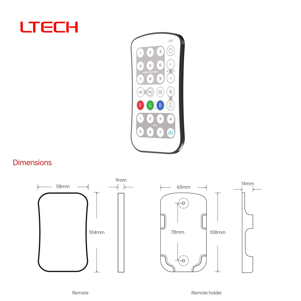 LTECH M9 RF2.4G DIY قابل للبرمجة أحادية/مزدوجة اللون RGB RGBW RGBWC جهاز تحكم LED لاسلكي لوحدة التحكم P-series (P1/P2/P3/P4/P5)