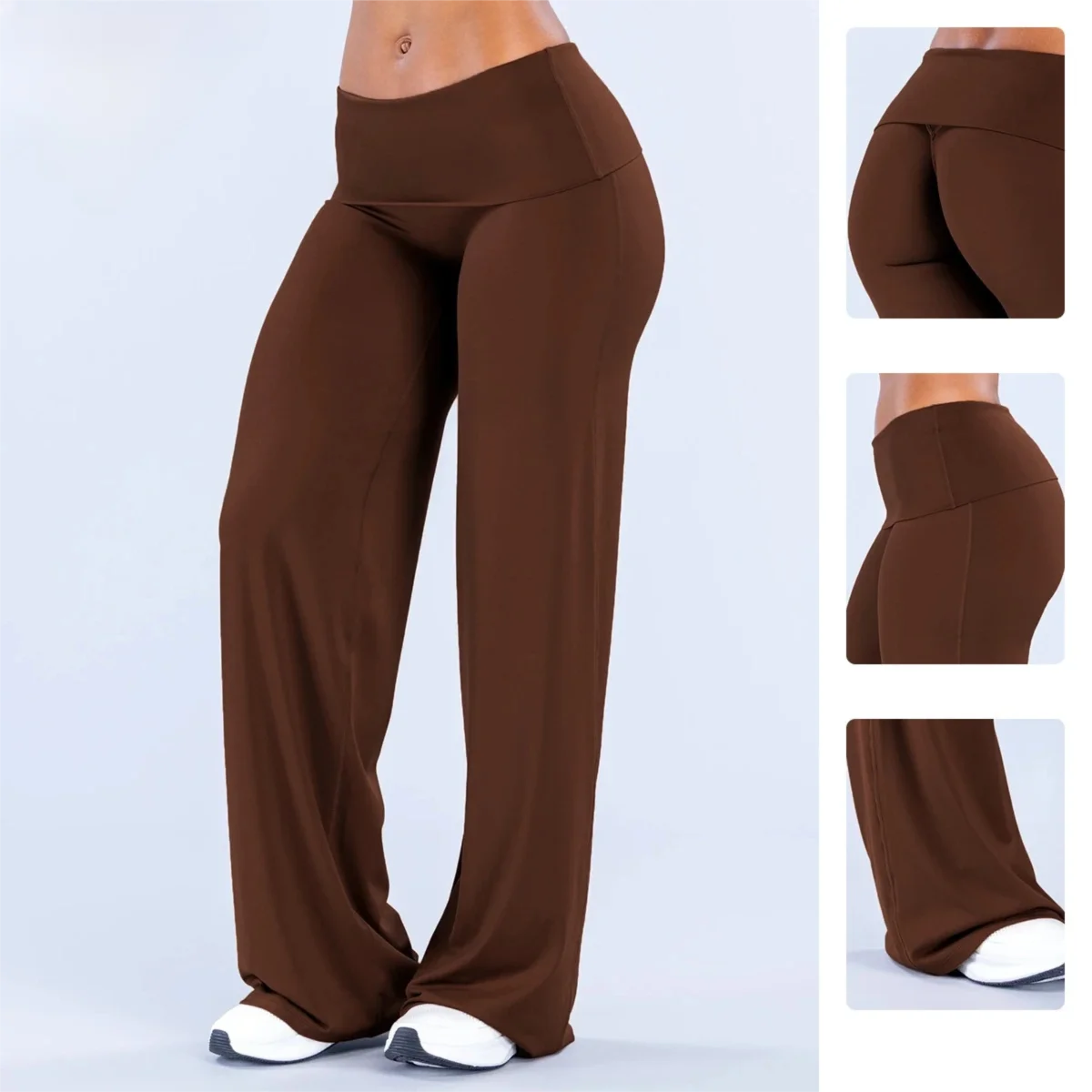 New Fall Winter Women's Cuffed Hem Wide Leg Yoga Pants Loose Athletic Long Pants Casual Outdoor Workout Gym Fitness Trousers 3