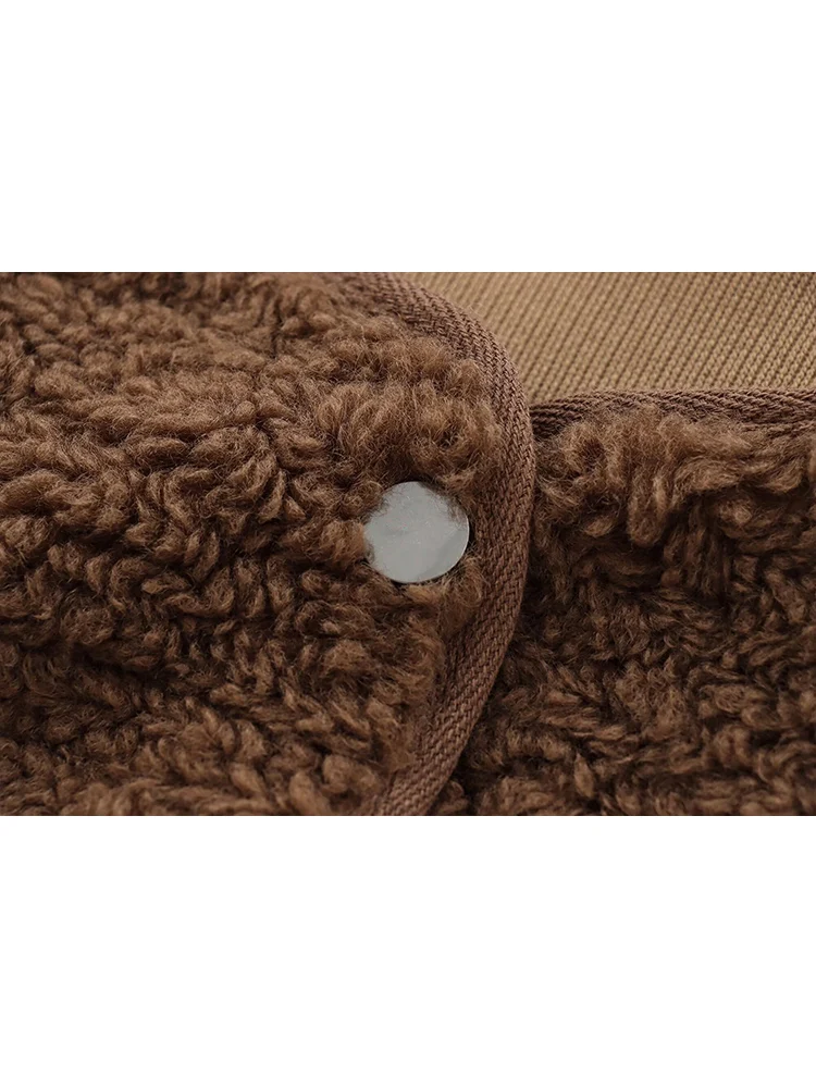 Novas mulheres sólido outono solto casaco quente high street teddy velo botão até jaqueta curta feminina casual moda casacos de pele do falso