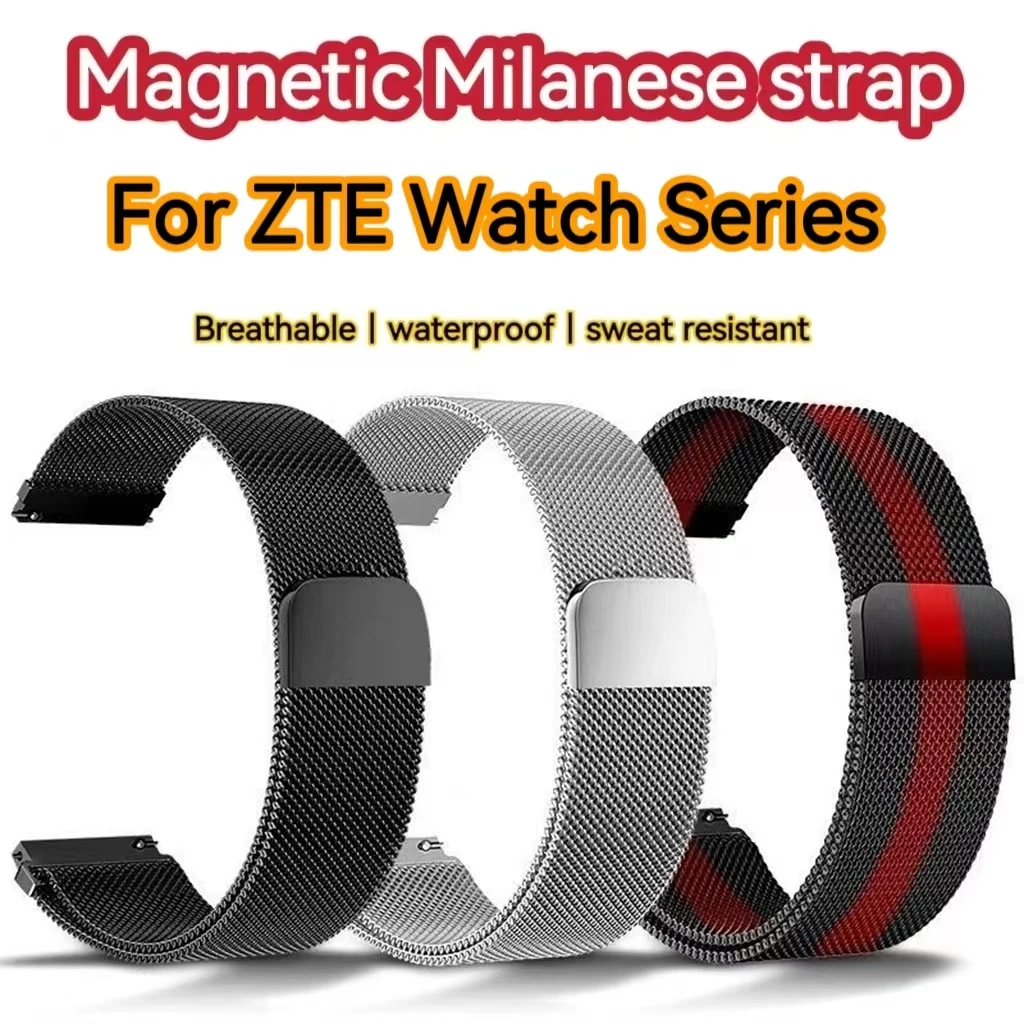 For ZTE watch live Band GT magnetic Steel band Waterproof sweat-proof smart watch Breathable replacement wrist band