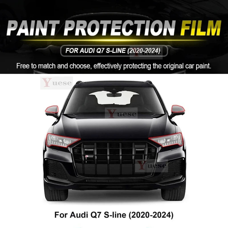 

Для Audi Q7 S Line 2020-2024 автомобильная защитная пленка для фар зеркальная пленка ТПУ прозрачная наклейка против царапин