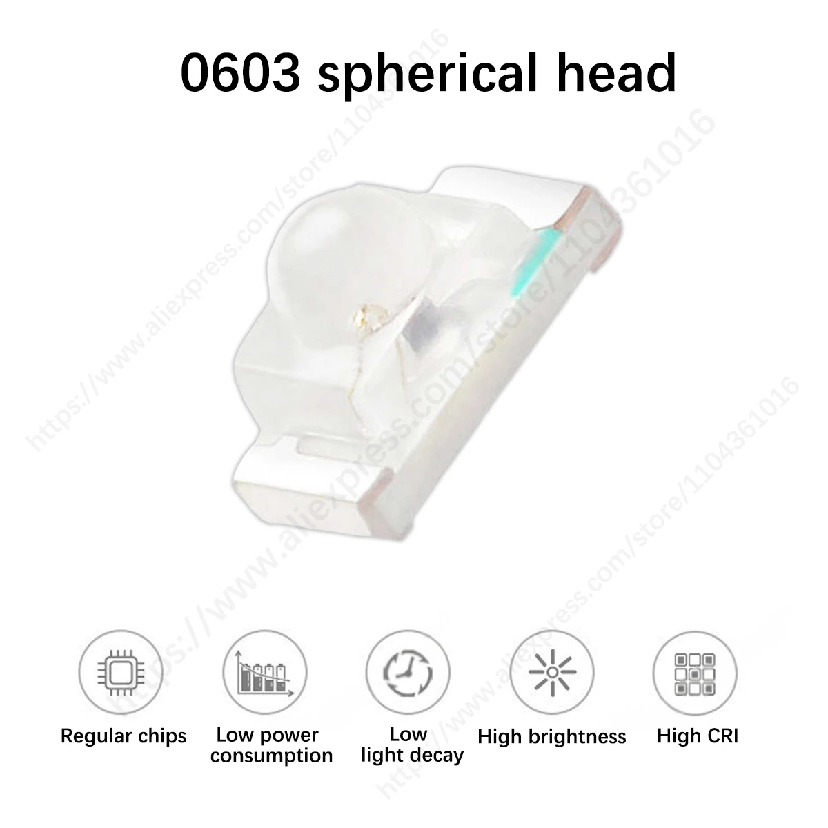 0603 Spherical Head Full Color Series (Red, Blue, Yellow, Green, White, Orange, Pink, Purple, Ice Blue, )  Convex Head LED SMD