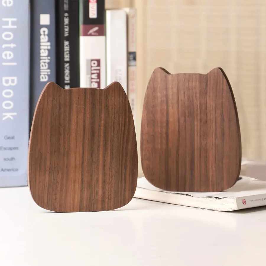 نهايات الكتب للأرفف، نهايات الكتب للمنزل والمكتب والمدرسة والمطبخ، سدادة كتب لطيفة من خشب الجوز، زوج واحد