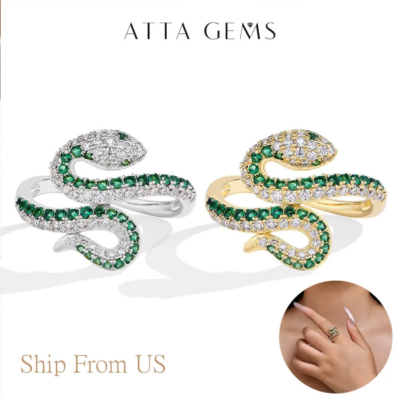 

ATTAGEMS Оригинальное кольцо с муассанитом в форме змеи, серебро 925 пробы, D VVS1, класса люкс, для женщин и мужчин, на годовщину, помолвку