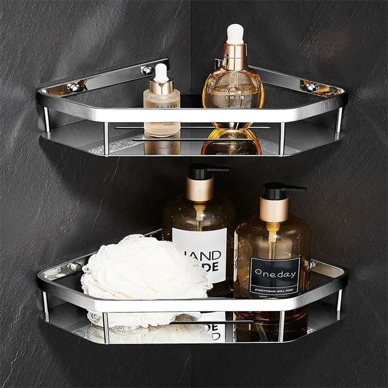 All-copper storage racks, bathroom triangle baskets, bathroom wall-mounted shower room corner storage racks, diamond-shaped stor