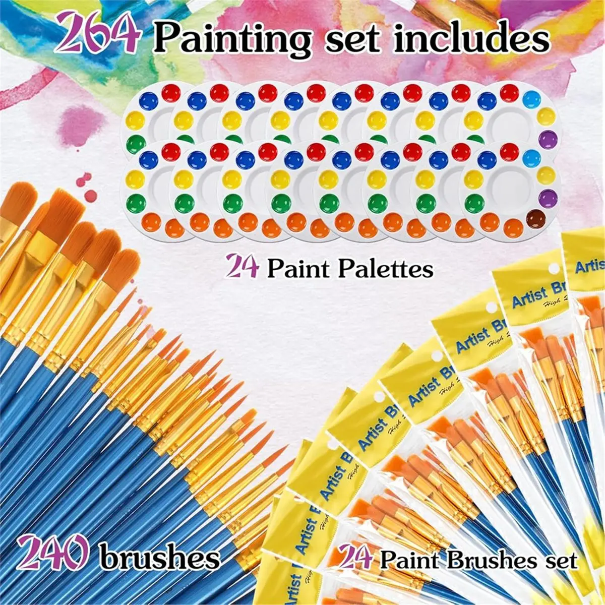 

24 Pack Paint Brush Set with Palette for Acrylic Paints similar with 1005011960146036 Popular in Ru