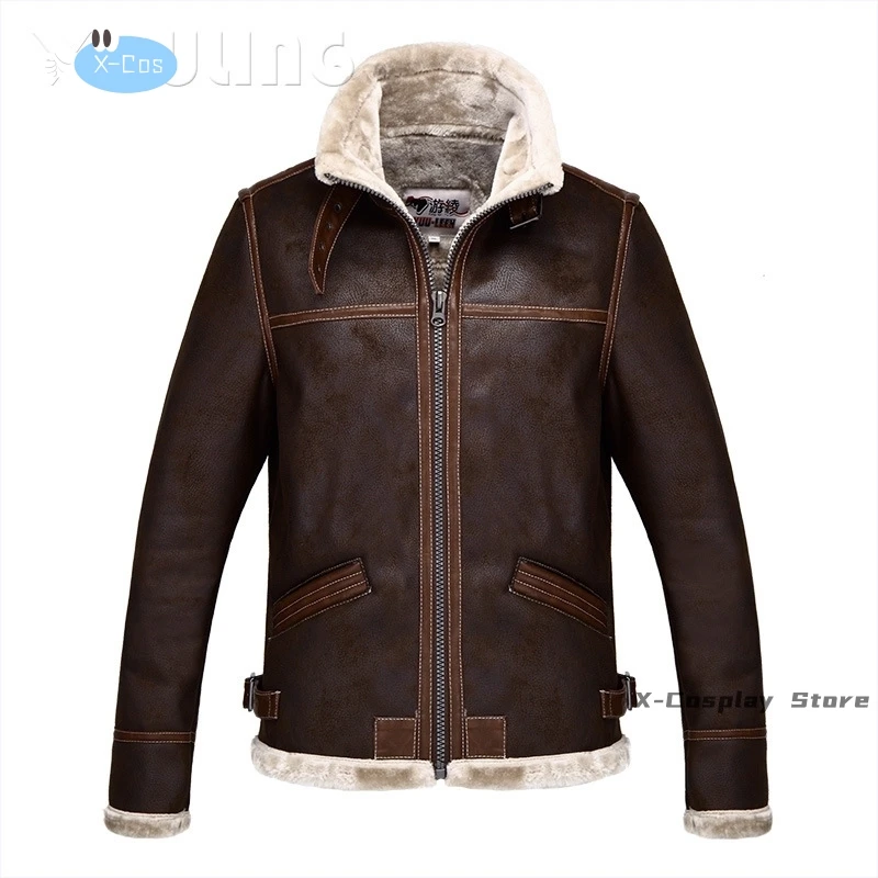 Biohazard Resident 4 Leon S Kennedy Evil Kostüm Ledermantel Jacke Cosplay PU Faur Jacke Langarm Winter Oberbekleidung Herren Junge
