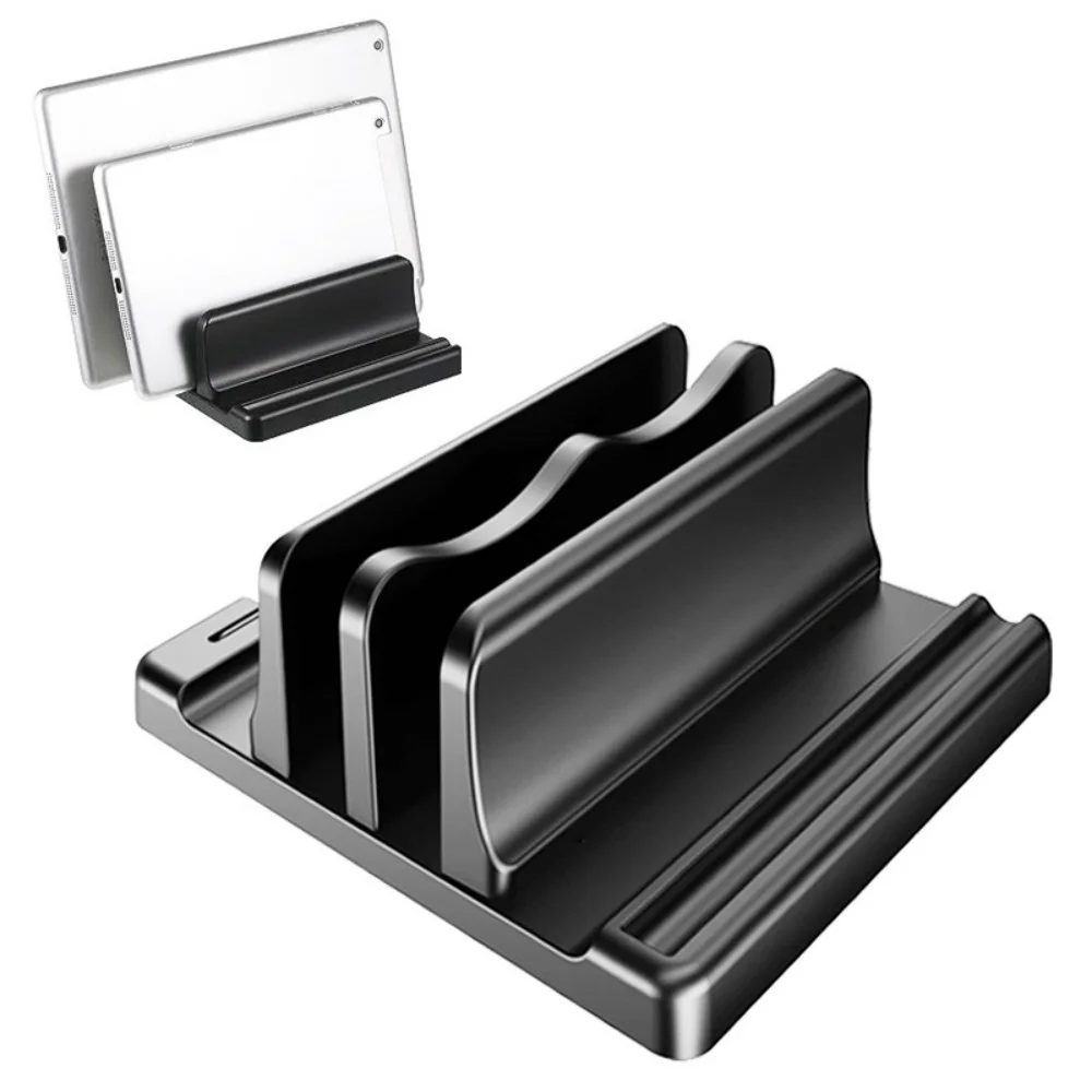 Single/Dual-Slot Vertical Laptop Stand Holder Adjustable Desktop Notebook Dock Space-Saving for MacBook HP Dell Chrome Book iPad