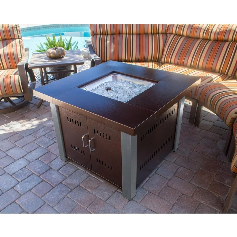 40,000 BT Propane Fire Pit, Large, Two Toned Hammered Bronze