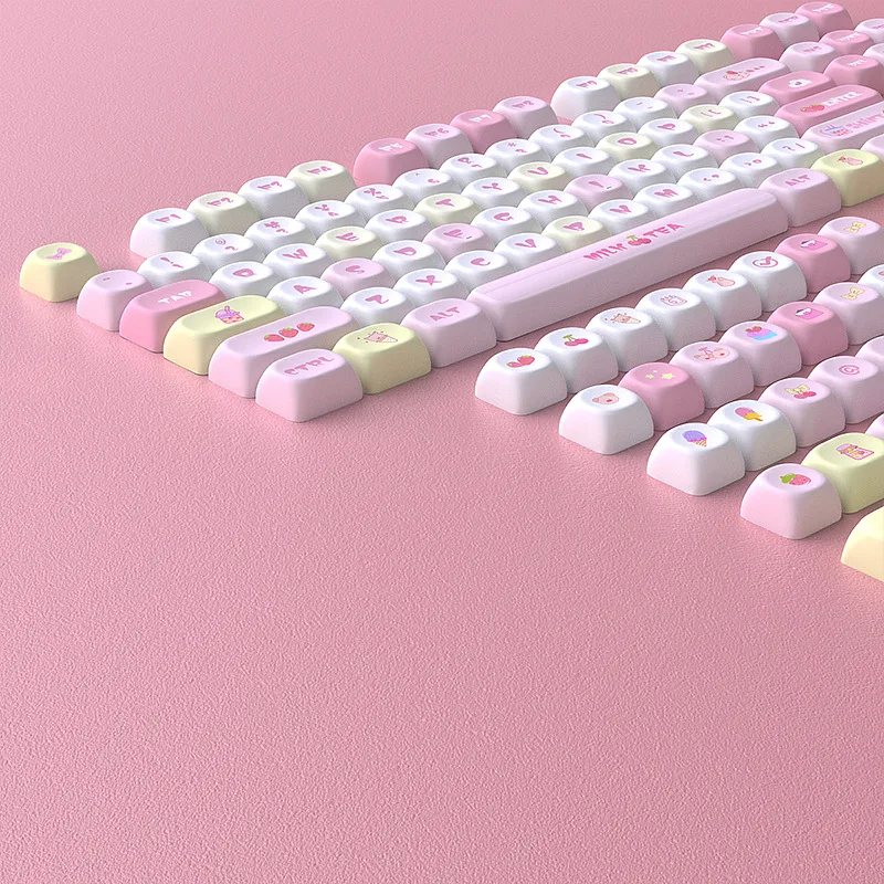 Strawberry bead keycap MOA height PBT material DIY small full set 135 key position thermal sublimation