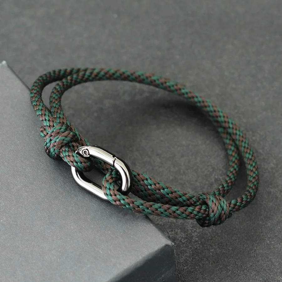 New Rope Bracelet Men Adjustable Double Layer Handmade Sliding Buckle Macrame Braslet Surfing Jewelry Pulseira Corda Masculina