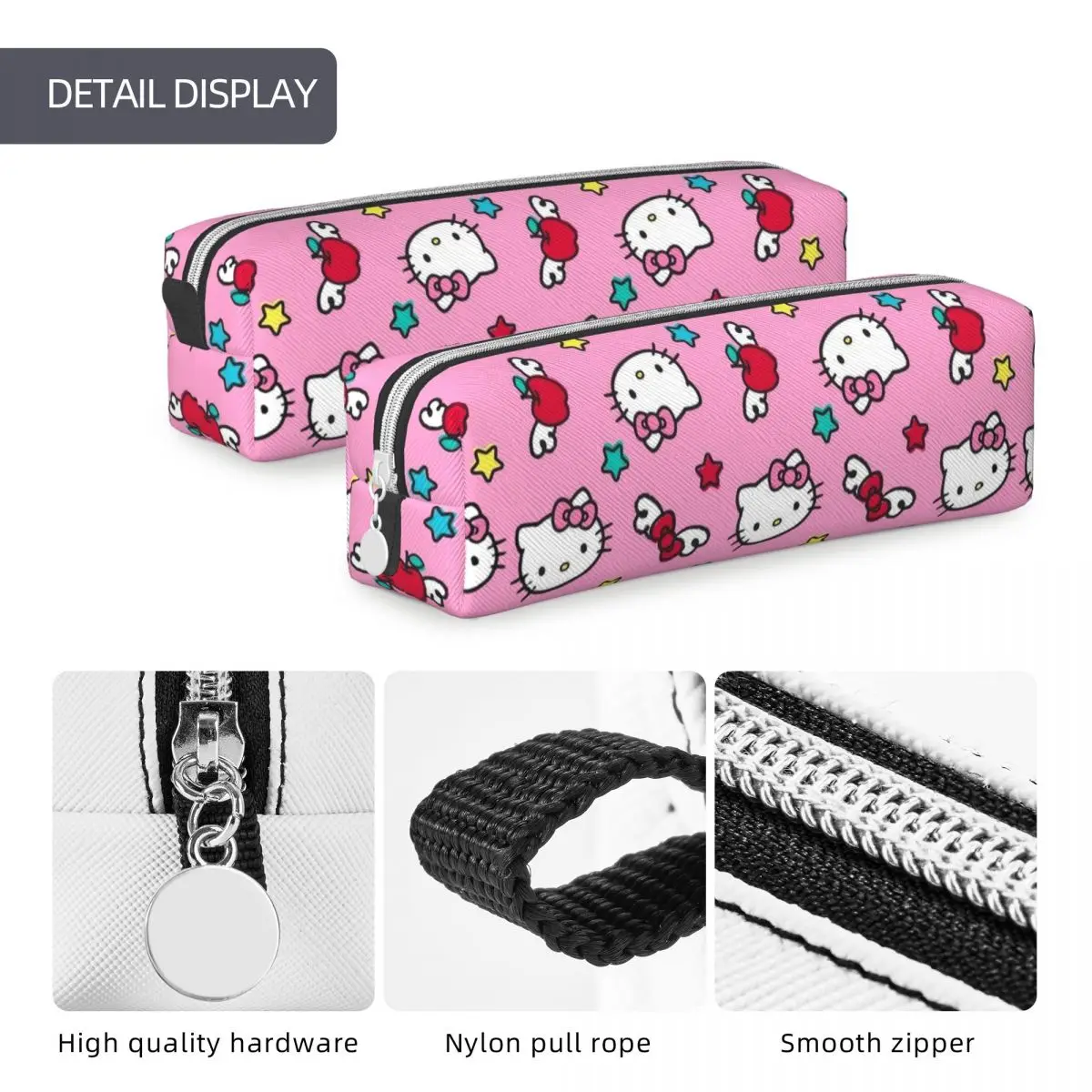 Imagem -05 - Lápis Rosa Hello Kitty dos Desenhos Animados Pen Box Bags Grande Bolsa Cosmética para Escritório de Armazenamento Menina e Menino Novo