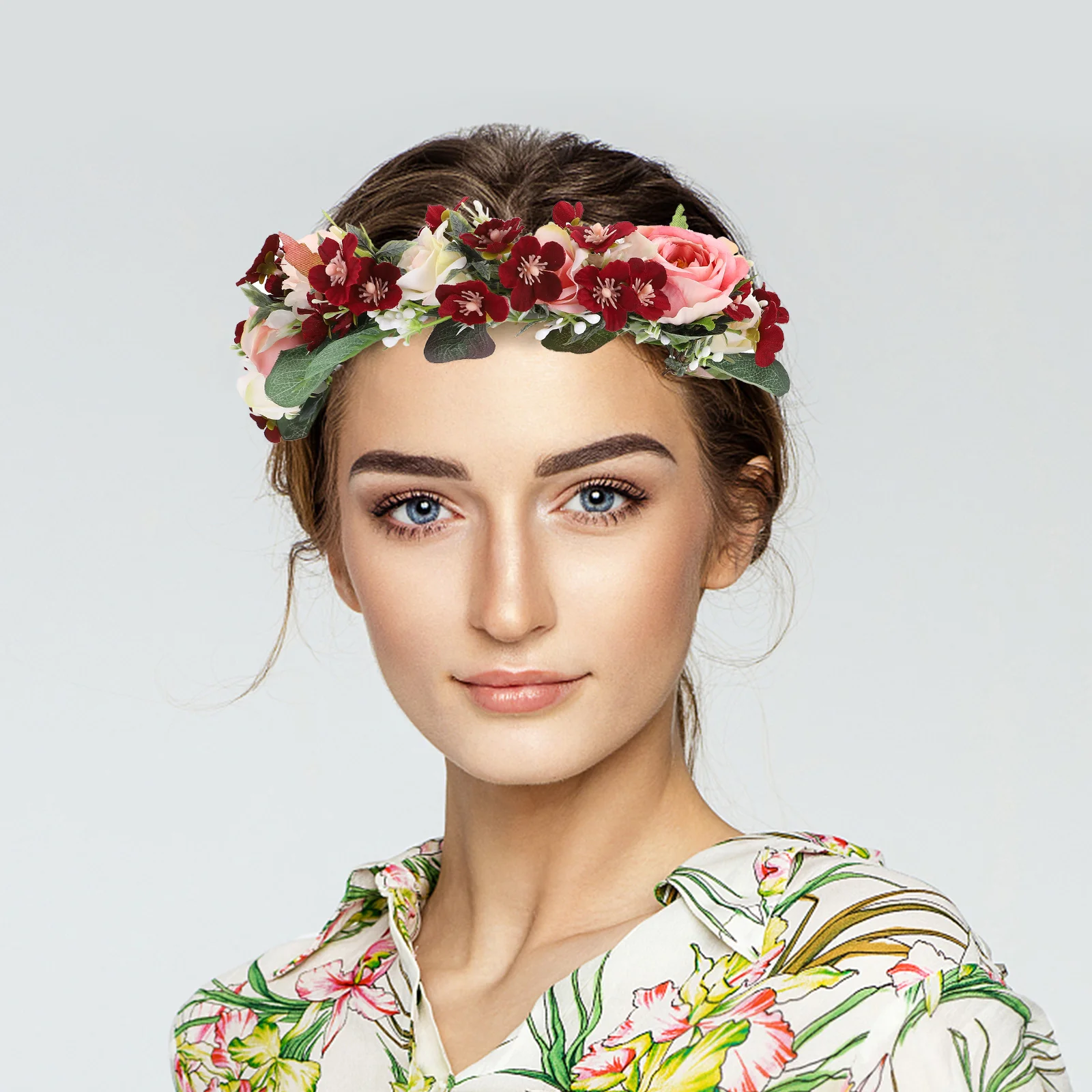 

Bridal Floral Crown Handmade Cloth Flowers Silk Flower Wedding Headdress For Bride Bridesmaid Mother Hawaiian Garland